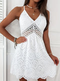 Women's New Summer Sleeveless Slings Long Skirt Embroidered Sleeveless Ribbon