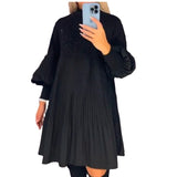 Autumn And Winter Lantern Sleeve Hepburn Small Black Dress Large Size Fat Mm Reduced Age Thin Knitted Dress