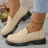 New Spring And Autumn Lefu Shoes Large-Size Leisure Grinding Sand Yingfeng Women's Shoes Thick Heel Thick Back