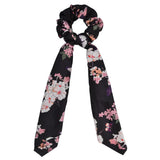 Bow Long Ribbon Hair Scrunchie Chiffon Floral Print Sweet Elastic Hair Band Ponytail Hair Scarf Hair Tie Hair