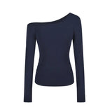Zingj Desire Hot Girl Slim Slim Show Thin Off-Shoulder Long Sleeve T-Shirt Women's Early Autumn Design Sense Versatile Bottom Shirt Student