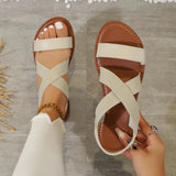 Spring And Summer New Flat Sandals Women Tight With Roman Beach Shoes Toe Large Women's