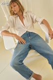 Women Lapel Solid Elegant Satin Shirt Blouses 2023 Vintage Long Sleeve Loose Button Up Female Single Breasted Shirts Tops