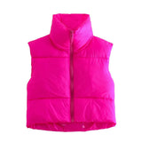 Color Double Pocket Collar Cotton Vest 2025 Autumn And Winter New Color Repair Cotton Vest