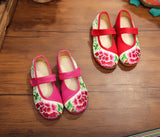 Zingj Shoe Box Girls Embroidered Cloth Shoes, Flat Single Shoes, Children's