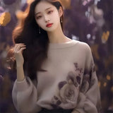 And Winter New Round Collar Collar Collar Jersey Tweed Blouse Design Sweater Temperament Lazy Blouse