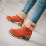 Female Boots 2025 Autumn And Winter Mid-Crowded Thick Heeled Snow Boots Women Cotton