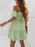 Dress Women Summer Sexy Off Shoulder Dresses Female Slash Neck Backless Puff Sleeve Dress Ladies Elegant Beach Party
