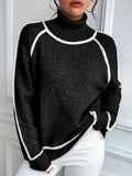 And Winter Knitted Shirt Women's Jacket Long-Sleeved High-Necked Top Solid Color Loose Casual Jump