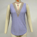 Zingj 2023 Solid Color Loose V-Neck T-Shirt Over Sleeveless Top Vest-Outfit