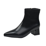 Zi Yan French Soft Leather Temperament Short Boots Female 2025 Autumn And Winter New Thick Heel Naked Boots Square Head High Heel Thin
