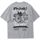 Aesthetic Black Kitten Print Oversized T-shirt-Outfit