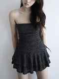 Romantic Sexy Lace Shoulder Corset Dress Niche Design Thin Cash Short Cake