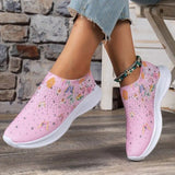 Women's Shoes Spring Breathable Sports Casual Shoes Water Drill Rainbow Shiny Flying Shoes Thick-Soled Running Women's