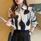 Women Shirt Long-sleeve Chiffon Blouse Women 2023 Spring New Womens Tops Printed Women Clothing Elegant and Youth Woman