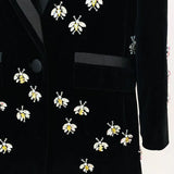 Autumn And Winter New Star Fashion Repair Bee Heavy Industry Drill Nail Velvet Suit