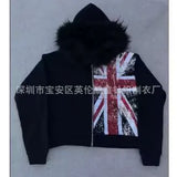 Letter Print Men's And Women's Multi-Color Warm Two Sets Of Loose Hoodie + Pants Jogging