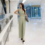Retro Waist Thin Temperament Professional Women's Suit Collar Trousers Fashion Trousers Wide Leg