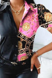 New Summer Vintage Short Sleeve Blouse Women Button Shirt Fashion 25 Styles Striped Floral Leopard Print Tops Clothes
