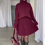 Women's Clothing 2025 Autumn/Winter New High-Necked Long-Sleeved Fashion Casual Rolled Short Dress