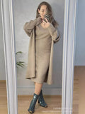 New Solid V-Neck Jacket Dress + Sweater Cardigan Hot Elegant Knitted