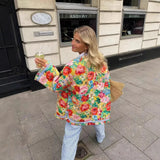 Women's Clothing 2025 Autumn Flower Print Loose Cotton Cotton Coat Women's Top