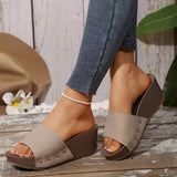 New Summer Women Thick Bottom Slope And Slippers Large Code Nailed Thick Bottom