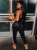 Summer Casual Sporty Jumpsuits Women Sleeveless Spaghetti Strap Backless One Piece Playsuit Lady Streetwear