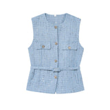 Women's Clothing 2025 Spring/Summer Button Collar Sleeveless Vest Topess Female