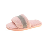 Zingj New Wool Mop Indoor Home Plush Slippers Warm Flat Bottom Rhinestone 43 Large Size-Outfit