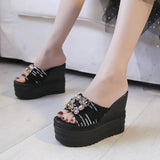 Zingj Slippers Female Wear Slope With Women's Diamond Square Buckle Cool Drag 2023 Summer New Platform Waterproof Platform Women's