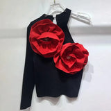 Babes In Autumn 2025 New Fashion High-End Design Sense Splicing Flowers To Repair Knitted Tops For