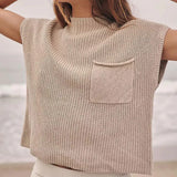 Wool Vest Sleeveless Pocket Casual Fashion Ribs Vest
