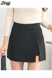 Women Asymmetrical Casual Solid Fashion High Waist Ulzzang Chic Stylish Skinny Sexy Side-slit Tender Ladies Elegant