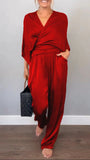 Women's Summer Fashion Solid Color Sleeve Short-Sleeved Blouse Trousers