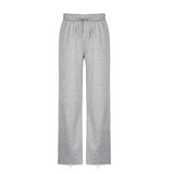 Zingj Wind Cool Sister Simple Basic Straight Tube Hem Pants Waist Draw Rope Tie Casual