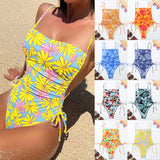 2025 New Swimsuit Print Holiday Style Drawstring Skinny Sexy Bikini