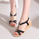 Bohemian Women's Shoes Beads In The Hedging Slope And Flat Bottom Summer