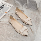 And Summer And Autumn Casual Flat-Bottomed Tip Fashion Single Shoes Women Soft-Tailed Bean Shoes Bows Work Shoes