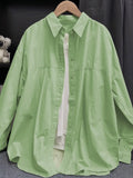 Pink Folded Long-Sleeved Shirt Coat Women's Spring Thin Loose BF Lazy Wind Long Casual
