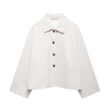 Women's ZA Autumn And Winter Street Fashion Short Shirt Collar Collar Hair