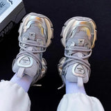 Full Of Futuristic ~ 2025 Thick-Soled Casual Sneakers Silver Old Dad Shoes ~ Sole Design