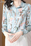 Woman Blouses 2023 Office Lady Silk Shirts for Women Print Elegant and Youth Woman Blouses Vintage Tops Clothing