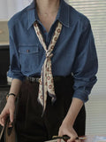 Vintage Cowboy Shirt Woman 2025 Spring New Temperament Slender Relaxed Casual Overlapping Long Sleeve