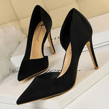Shoes New Wine Red Green Blue Black Women Pumps Silk High Heels Fashion Office Shoes Female Stiletto Heels Party