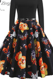 Dot Elegant Party Dresses Women Long Sleeve Winter Dress Big Swing Rockabilly Vintage Dress Casual Christmas