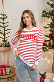 And Winter New Sweater Women's Christmas Striped Letters Bump Color Jacket Knitted Shirt