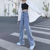 Zingj Jeans Women Fall 2024 Loose Wide-Leg Pants Straight And Long Size-Outfit