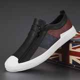 Autumn Men's Shoes Korean Version Of Casual Shoes One Foot Lazy Shoes Zipper Shoes Color Tide Shoes Flat Plate Shoes
