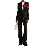 Star New Bow Decoration Wave Dot Suit Jacket Trouser Suit Two
